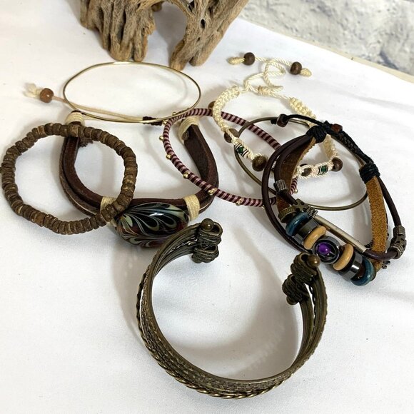 8 pc Boho Bohemian Bracelet Lot - Bangles Wraps and more - Picture 9 of 12